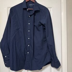 Ralph Lauren Men's Dark Blue Polka Dot Shirt